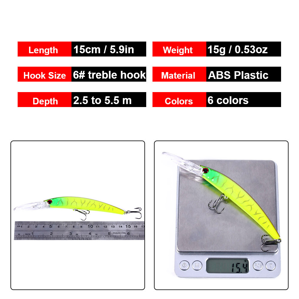 1PCS 15cm 15g  Deep Diving Jer - Fishing Lure Crankbait recension och pris