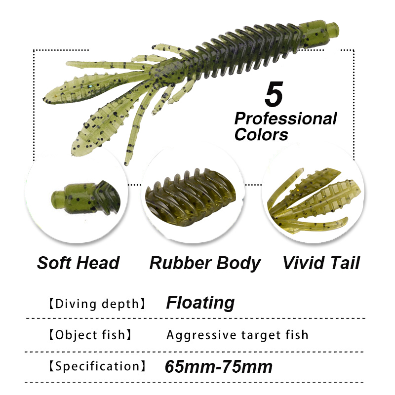 WESTBASS 5PCS Soft Larva Baits - Fishing Lure Swimbait recension och pris