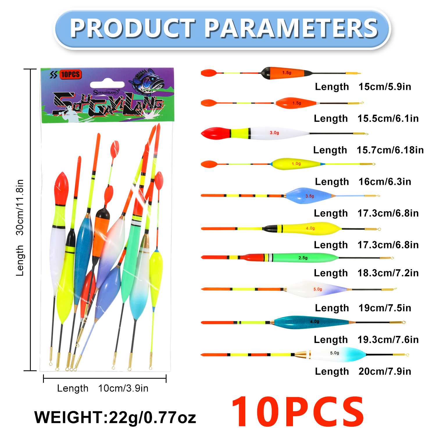 EVA Fishing Float Set 10pc 1.5 - Fishing Lure Topwater recension och pris